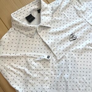 Dunning Golf Mens White Geometric Print Short Sleeve Polo Shirt Size M Logo